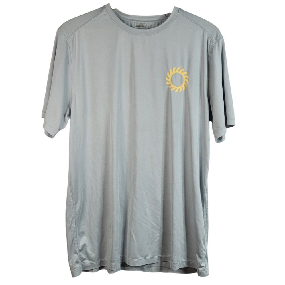 Old Navy Rashguard Gray Medium Swim Shirt Short Sleeve Sun Wave Tree Loose Fit